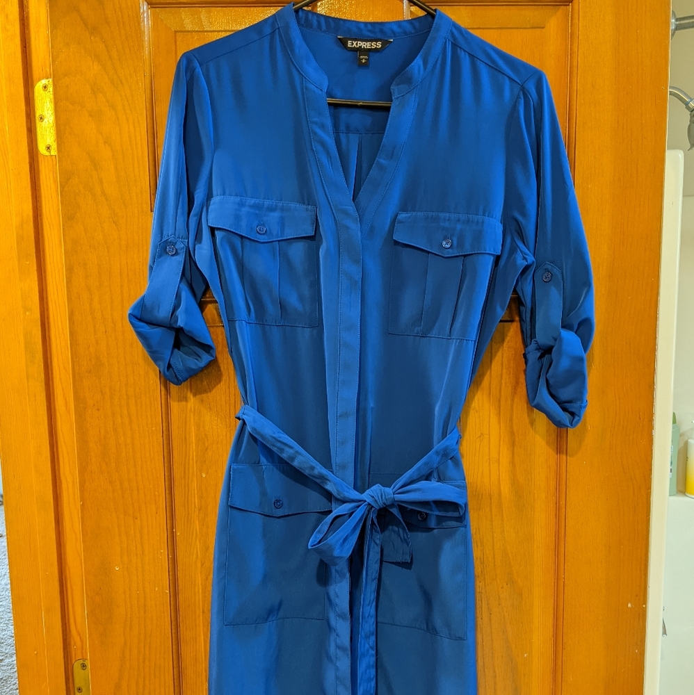 Express Portofino Shirt Dress, Cobalt - S